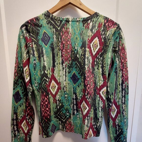 JONES NEW YORK Signature Multi-Colors Graphic Print L/S Button-Down Cardigan PM - Picture 13 of 14